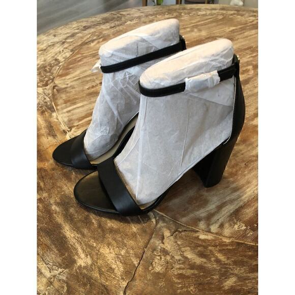 Sam Edelman Yaro Sandals Leather Ankle Strap Chunky Block Heels Black NWT Sz 8.5 - Picture 5 of 11